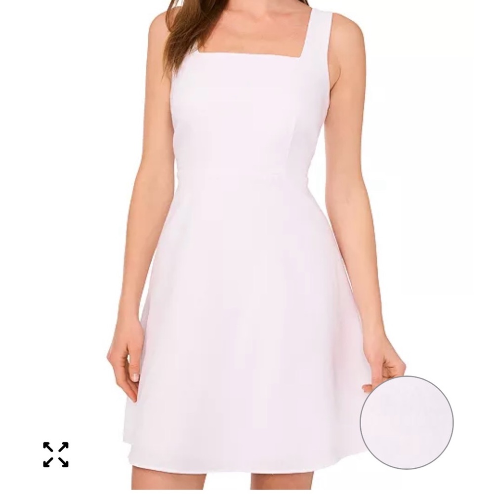 Vince Camuto White Women's Square-Neck Linen-Blend Dress new with tags